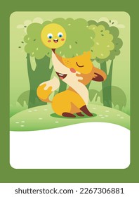 Vector illustration of a sly fox. It can be used as a playing card, for children's development and learning.