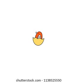 Vector illustration. small baby bird. Inshell chicken.