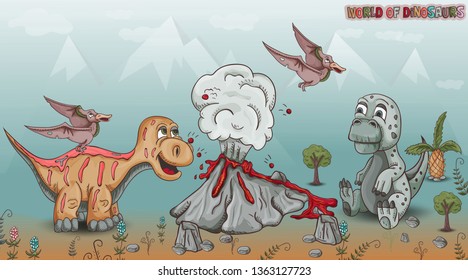 vector illustration of small baby dinosaurs for Doodle style design