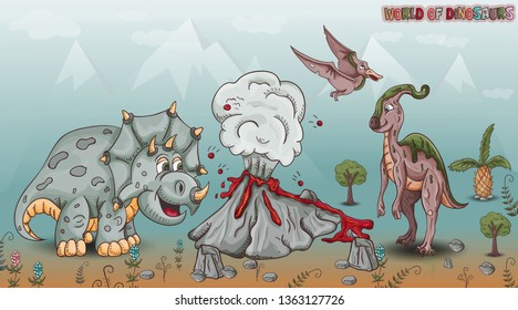 vector illustration of small baby dinosaurs for Doodle style design