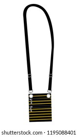 Vector illustration of a small bag around neck for the phone, money and keys in color: yellow