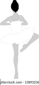 Vector illustration of the small ballerina on the one leg in a white tutu