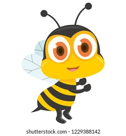 Vector illustration of small bee with white background