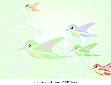 vector illustration small birds background