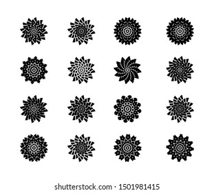 Vector illustration of small black flowers set on a white background