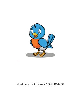 A vector Illustration of small blue Bird