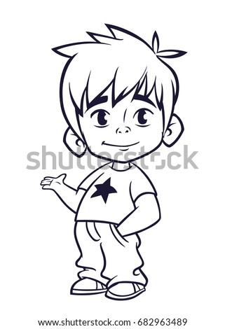 Vector Illustration Small Boy Outlines Cartoon Stock Vector (Royalty