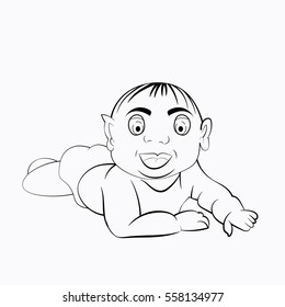 vector illustration of a small child, pupsika, baby.
