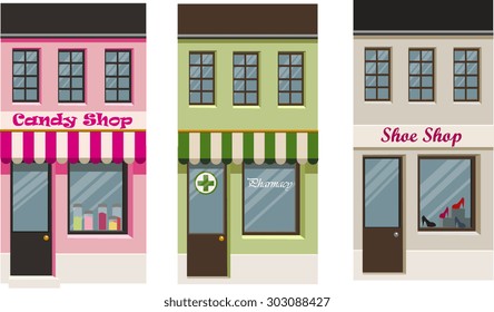 Vector illustration of small city buildings that can be put together with other sets.