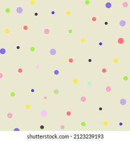 Vector illustration of a small colorful circle pattern on a cream colored background for background.