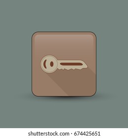 Vector illustration of small door key square shaped icon.