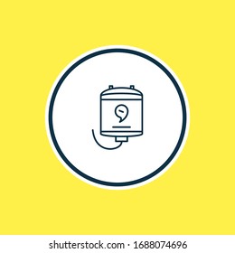 Ilustración vectorial de la pequeña línea de icono del calentador de agua eléctrico. También se puede utilizar como elemento de icono termal un bonito elemento de cocina.