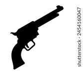 Vector illustration of a small firearm, either a police or military handgun, combined with the silhouette of a classic Colt gun