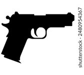 Vector illustration of a small firearm, either a police or military handgun, combined with the silhouette of a classic Colt gun
