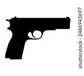 Vector illustration of a small firearm, either a police or military handgun, combined with the silhouette of a classic Colt gun