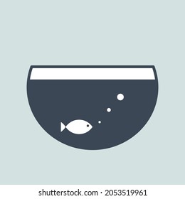 Vector illustration of small fish in aquarium.