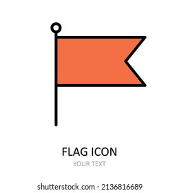 Vector illustration with small flag. Outline icon.