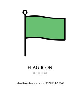 Vector illustration with small flag. Outline icon.