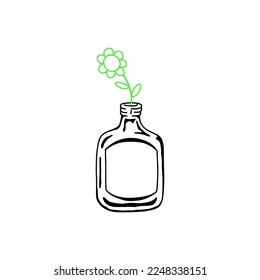 vector illustration of a small flower in a bottle