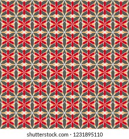 Vector illustration. Small flowers seamless pattern in orange, pink and red colors. Vector multicolored branches with flowers.