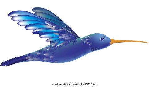 Vector illustration of a small flying hummingbird