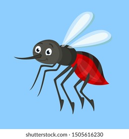 Vector illustration of small gnat flying on blue background