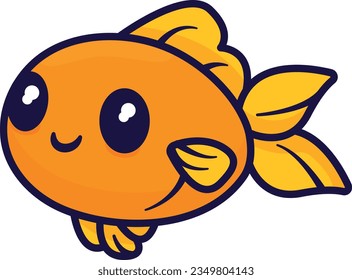 Vector illustration of a small goldfish.