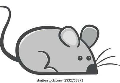 Vector illustration of a small gray mouse.