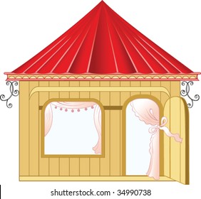 vector illustration of small house with red roof
