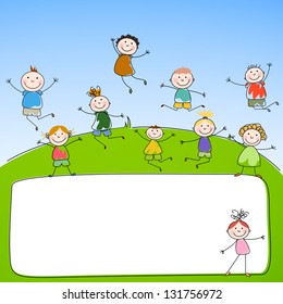 Vector Illustration of Small Kids