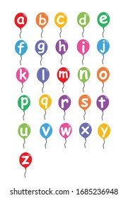 Vector Illustration of small letters English alphabets balloons. abcd