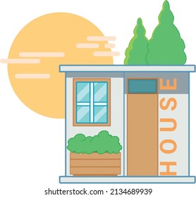 a vector illustration of a small modern house