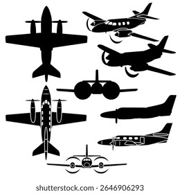 Vector illustration of small pax airplane for laser and vinyl cut