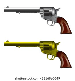 Ilustración vectorial de una pistola pequeña en forma de revólver del pasado.