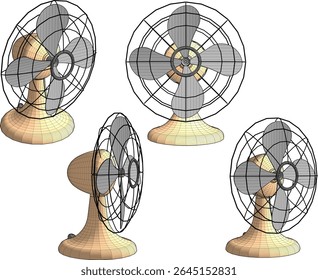 vector illustration of small portable table fan design to eliminate heat 