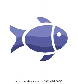 vector illustration of small purple fish.  illustration for sea animal, nature.  flat minimalist design eps 10.