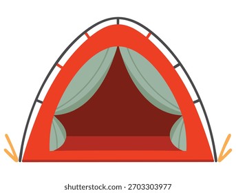 Ilustração vetorial de pequena tenda de encerado de cor vermelha brilhante ideal para festivais de acampamento ao ar livre abrigos de emergência e projetos temáticos de aventura