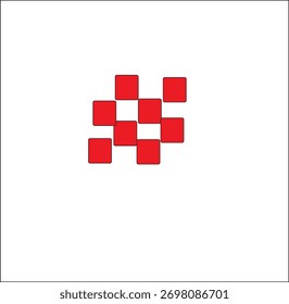 "Ilustração vetorial de um pequeno padrão de tabuleiro de xadrez vermelho sobre um fundo branco. 