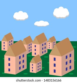 Vector illustration of small rural town