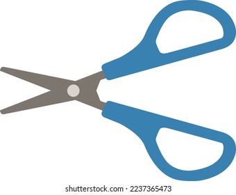 vector illustration of small scissors with a blue handle