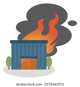 Vector illustration of a small shop on fire