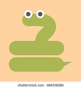 Vector illustration of a small snake. Flat design.