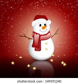Vector Illustration of a Small Snowman