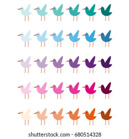 Vector illustration of a small stylized birds, ornament. Color layout, gradient.