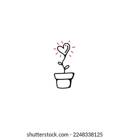 vector illustration of small tree with heart