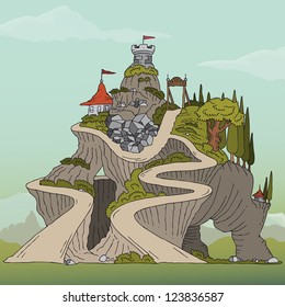 Vector illustration of small village landscape