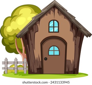 Vector illustration of a small wooden house