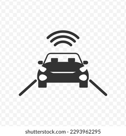 Ilustración vectorial del icono de coche inteligente en color oscuro y fondo transparente (png).