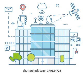 Vector illustration of smart city and internet of things, future technology for living. Smart environments