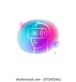 Vector illustration of smart headset wearable technology icon. 